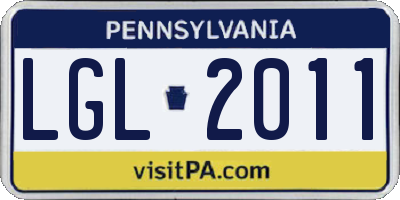 PA license plate LGL2011