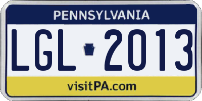 PA license plate LGL2013