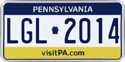 PA license plate LGL2014