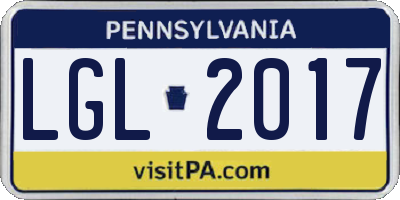 PA license plate LGL2017