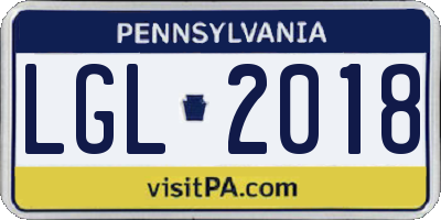 PA license plate LGL2018