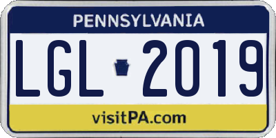 PA license plate LGL2019