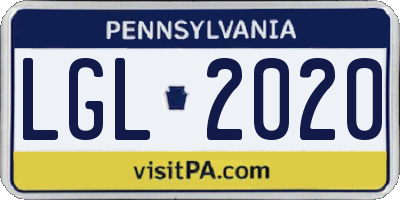PA license plate LGL2020