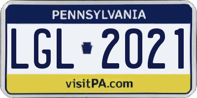 PA license plate LGL2021