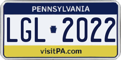 PA license plate LGL2022