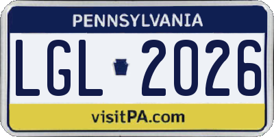 PA license plate LGL2026