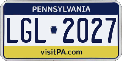 PA license plate LGL2027