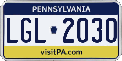 PA license plate LGL2030