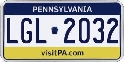 PA license plate LGL2032