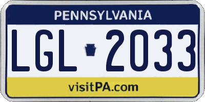 PA license plate LGL2033