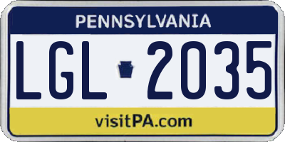 PA license plate LGL2035
