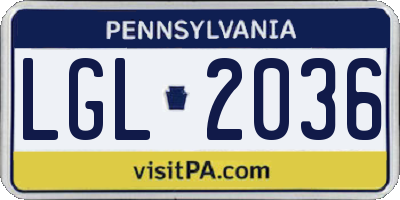 PA license plate LGL2036