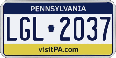 PA license plate LGL2037