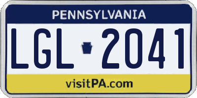 PA license plate LGL2041