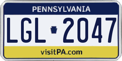 PA license plate LGL2047