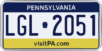 PA license plate LGL2051