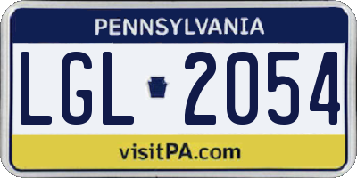 PA license plate LGL2054