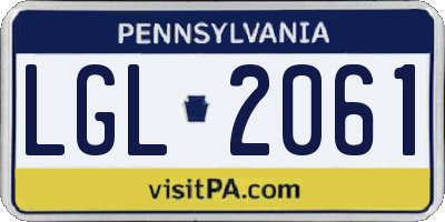 PA license plate LGL2061