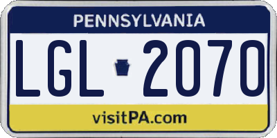 PA license plate LGL2070