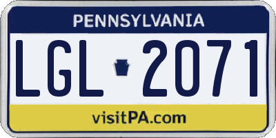 PA license plate LGL2071