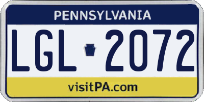 PA license plate LGL2072
