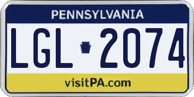 PA license plate LGL2074