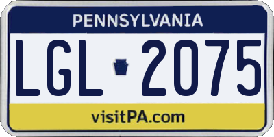 PA license plate LGL2075