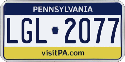 PA license plate LGL2077