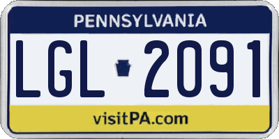 PA license plate LGL2091