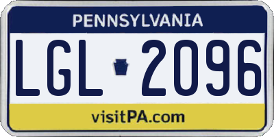 PA license plate LGL2096