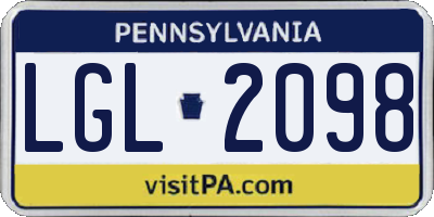 PA license plate LGL2098