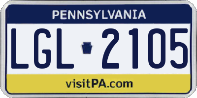 PA license plate LGL2105