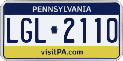 PA license plate LGL2110