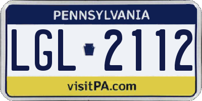 PA license plate LGL2112