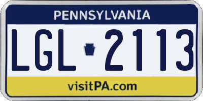 PA license plate LGL2113