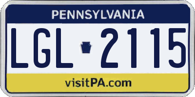 PA license plate LGL2115