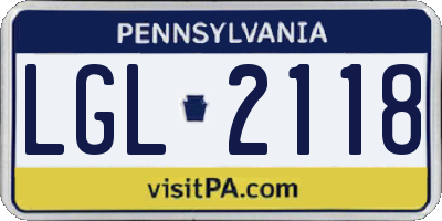 PA license plate LGL2118