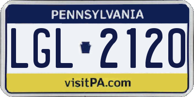 PA license plate LGL2120