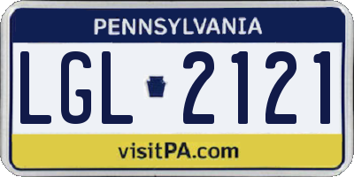 PA license plate LGL2121