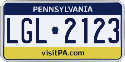 PA license plate LGL2123