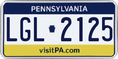 PA license plate LGL2125
