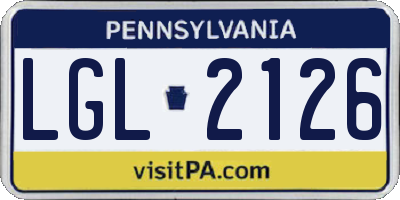 PA license plate LGL2126