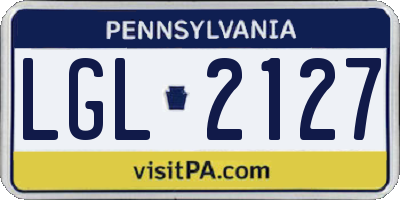 PA license plate LGL2127