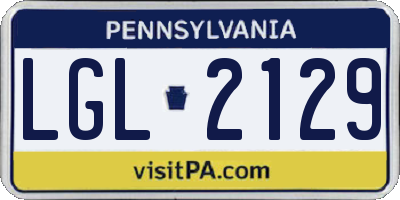 PA license plate LGL2129