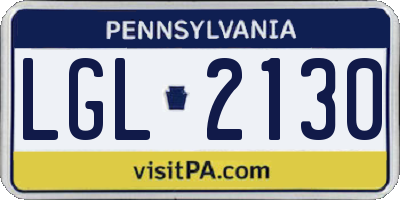 PA license plate LGL2130