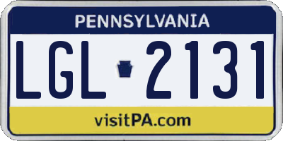 PA license plate LGL2131