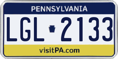 PA license plate LGL2133