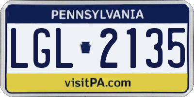 PA license plate LGL2135