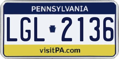 PA license plate LGL2136