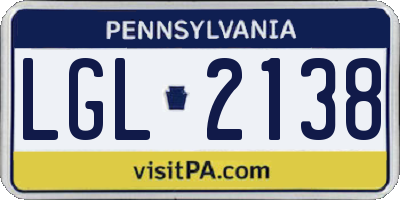 PA license plate LGL2138